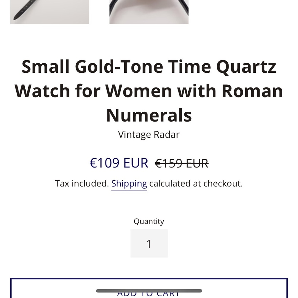 Small Gold-Tone Time Quartz Watch for Women with Roman - Picture 10 of 10